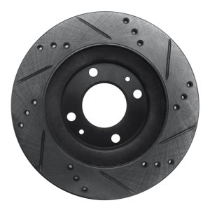 Mitsubishi I-MIEV Brake Rotor (1) - Front Left - R1 Concepts - Drilled & Slotted - Black - `12-`17